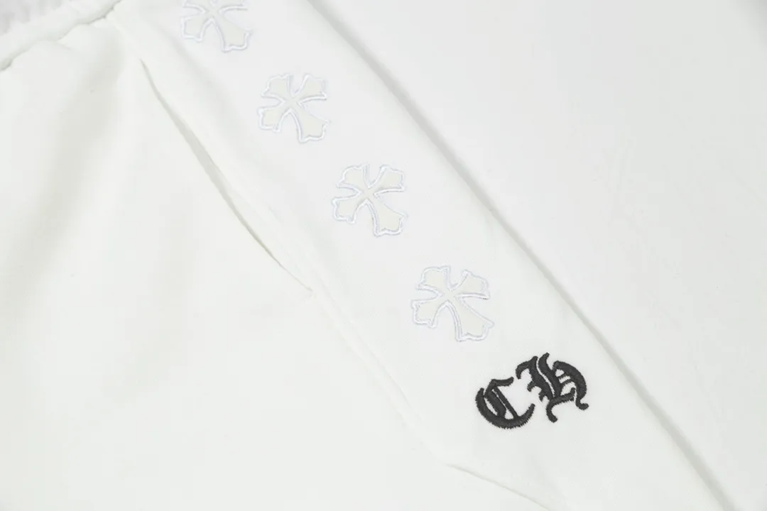 P210 Chrome Hearts 2024 early autumn new style Retro street style Customized leather stamp Imported Tajima machine high-density embroidered letter logo Made of high-gram heavyweight Chinese cotton fabric Couple style Casual trousers Color: White Size: XS-L